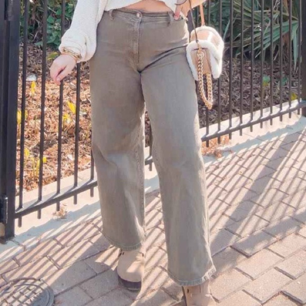 High Rise Sailor Wide Leg Ankle Jeans Size 14